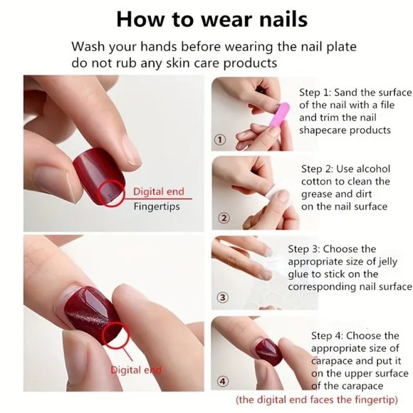 24PCS Press On Nails Long Fake Nails Coffin Full Cover, Shining Colorful - Picture 8 of 8